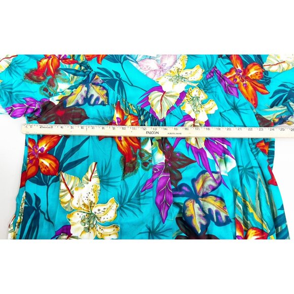 VTG Colors 1X Bold Hawaiiian Dress Large Print Floral 100% Rayon Mumu 44"L NWT - Picture 9 of 12